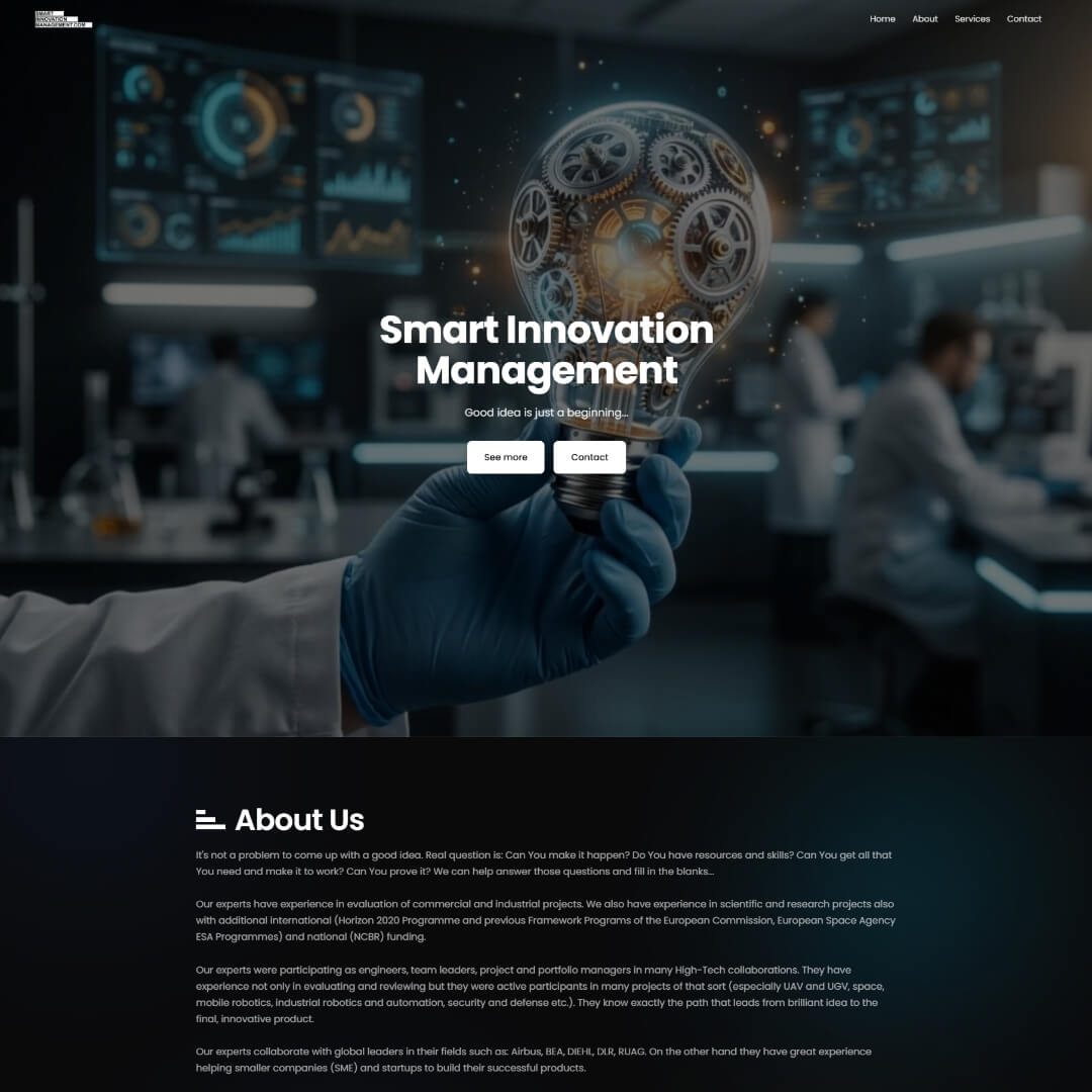 Realizacja Smart Innovation Management — widok desktopowy